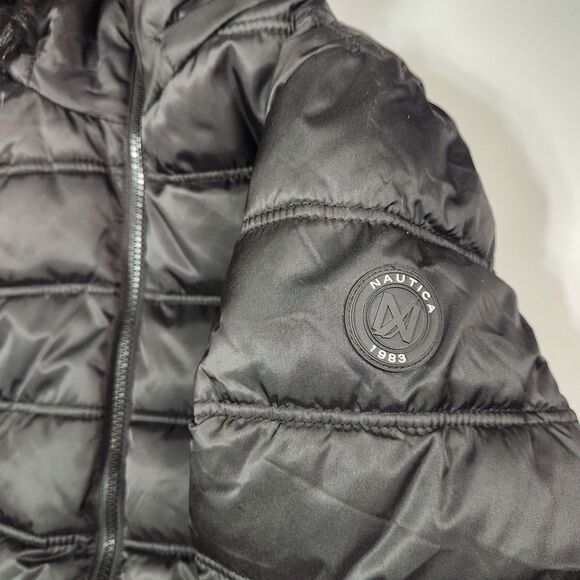 Nautica Puffer Jacket Womens Small Faux Detachable Fur Trim Hood Water Resistant - Picture 10 of 12